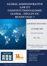 Save the date &ndash; Global administrative law et constitutionnalisme global : d&eacute;clin ou renouveau ? &ndash; 25 mars 2024