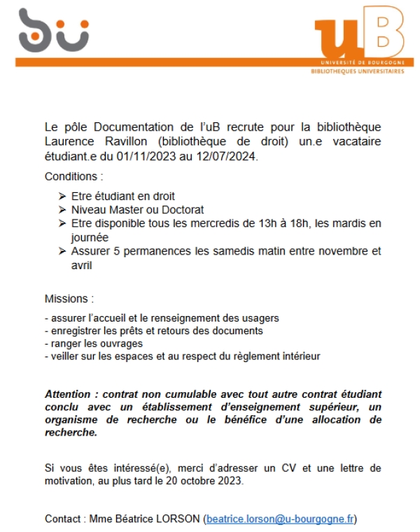 Vacataire pôle documentation